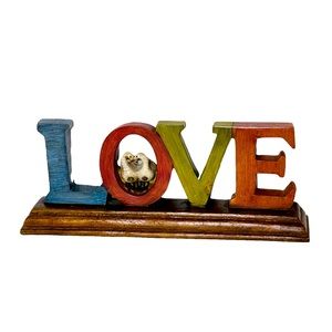 Love Figurine Statue Beach Nautical Love Birds Decor Sign 11" Long Wood